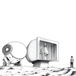 Big Five technology illustration: an industrial robotic arm and automation machinery towering over a small human figure, symbolizing how the Big Five innovations reshape business